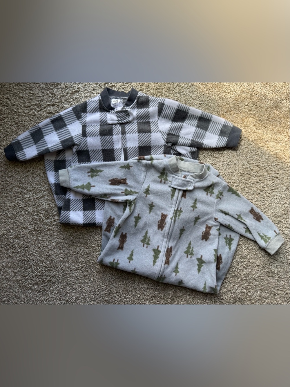 2PC Hudson Baby Fleece Sleep Sack Bundle 0-9M Buffalo Plaid Bear